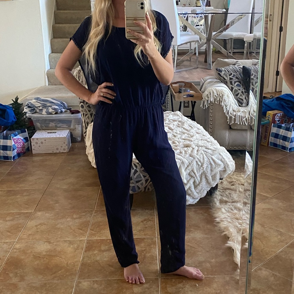Navy blue jump suit